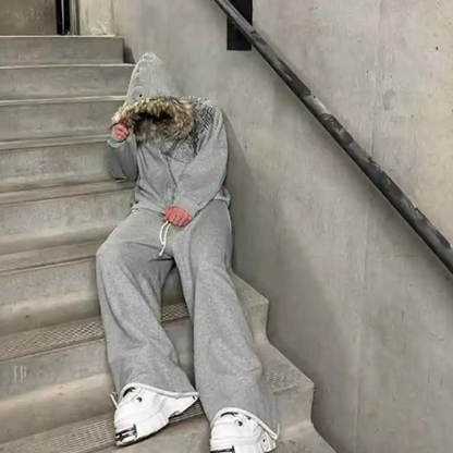 PROFOUND CROSS FUR ZIP-UP HOODIE